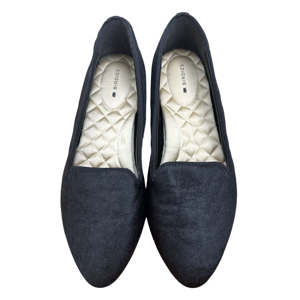 Birdies Blackbird Women's Loafers Size 7.5 Black Haircalf Quiet Luxury Preppy